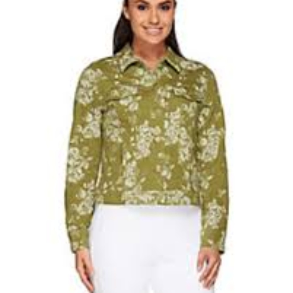 Isaac Mizrahi Live Rose Jacquard Green Couch Top